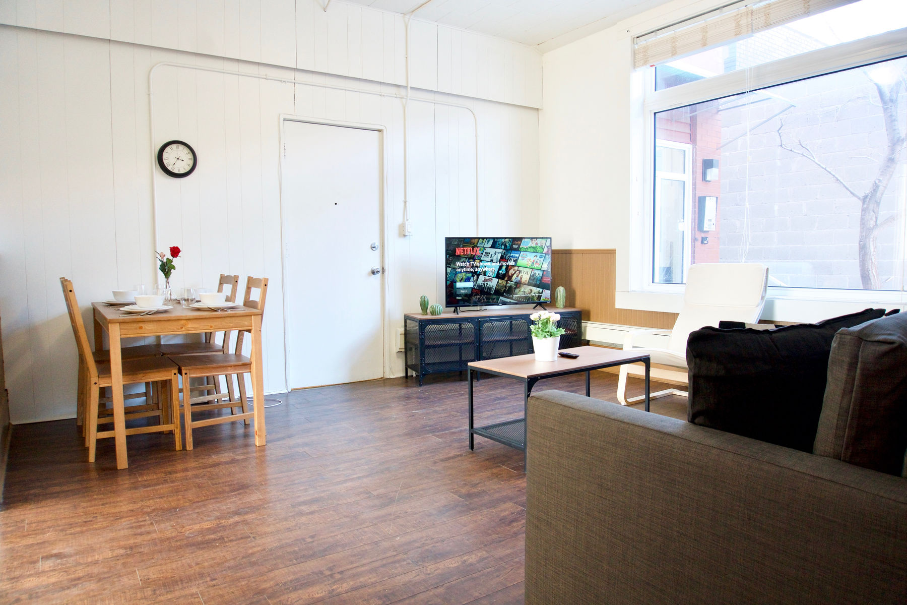 Furnished living room and dining table